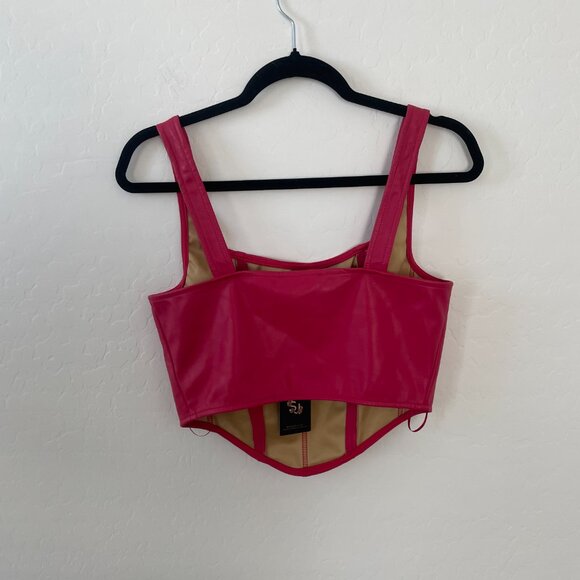 ⭐️ Corset Hot Night Out Party Minimalist Baddie Crop Club Blouse Latex Like Top - Picture 3 of 4